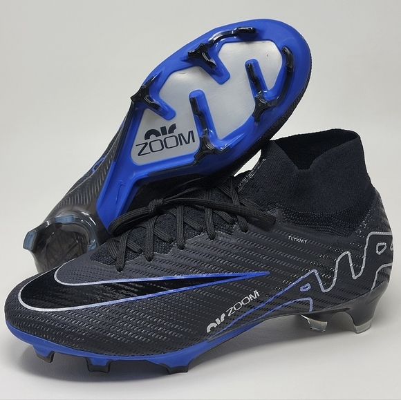 Nike Zoom Superfly 9 Elite FG Soccer Black Blue DJ4977 040 Men's Size 6.5 New - Picture 1 of 12